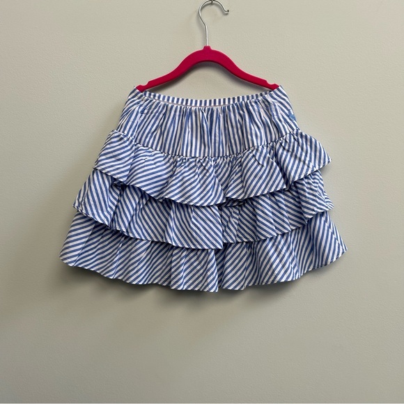 Polo Ralph Lauren White And Blue Striped Tiered Skirt, Size 8-10 (Medium) - Picture 2 of 5